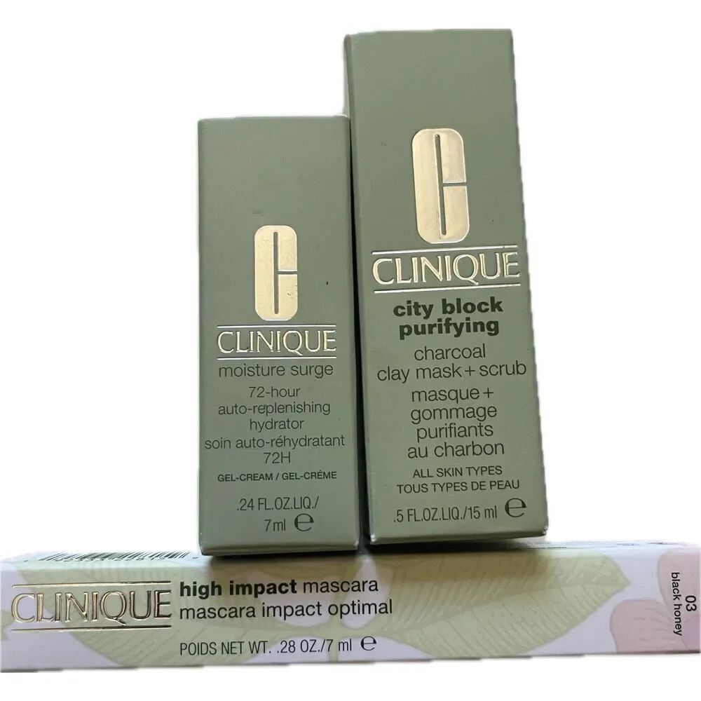 Clinique Lot 3 Piece Set Full Size Mascara Makeup Travel/Trial Factory Sealed